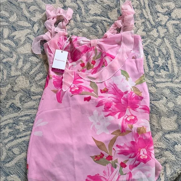 Beginning Boutique Pink Floral Mini Dress NWT - Picture 2 of 12